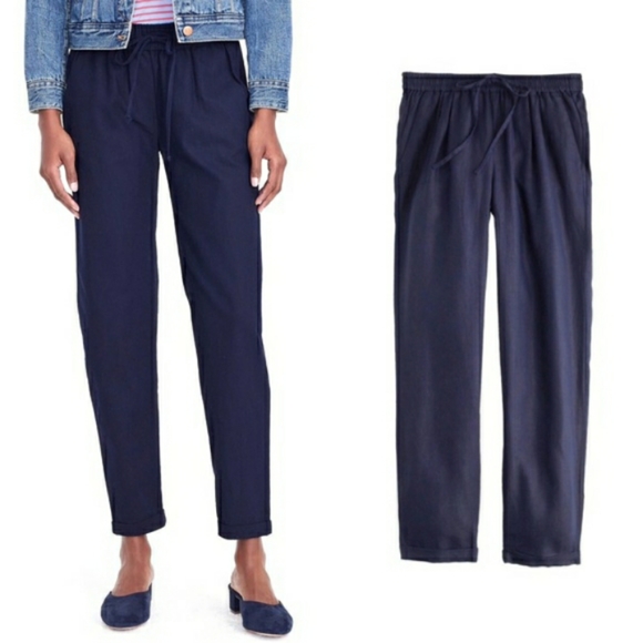 NWT J. Crew Drawstring Navy Crop Pants - Picture 4 of 4